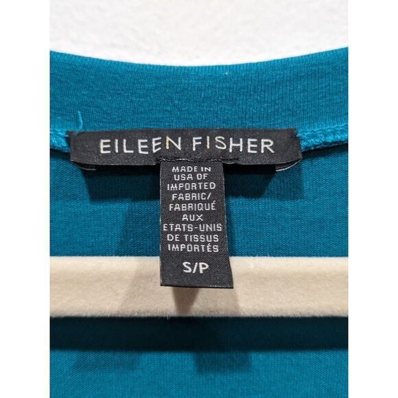 EILEEN FISHER Jewel Blue Stretch Viscose Jersey Cap Sleeve Shift Midi Dress, S/P - Picture 8 of 8